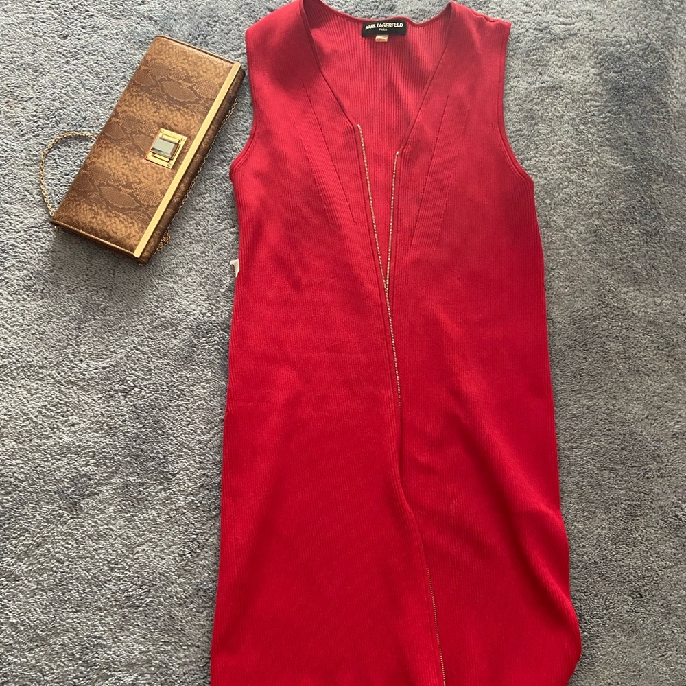 Karl lagerfeld sweater vest with gold zipper